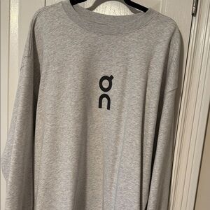 On Running Heather Light Gray Crew Sweatshirt with Black Logo